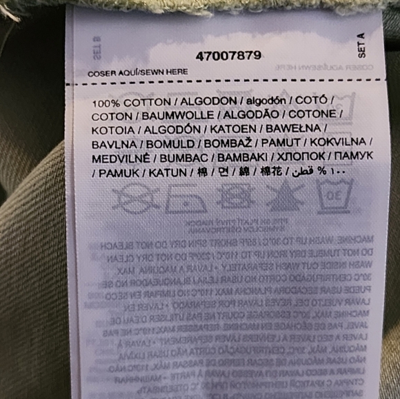 Mango Slouchy Cropped Pants XXL High Waist, Drawstring, 100% Cotton, Sage Green - Picture 9 of 9